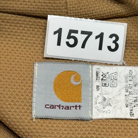 Vintage Carhartt Jacket Mens 2XL Brown Canvas Full Zip Hooded Thermal Coat JR106 - Picture 11 of 11